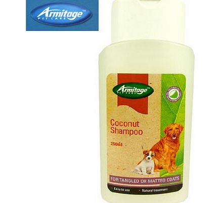 Pet Care Coconut Dog Shampoo 250ml (For Tangled or Matted Coats.. easy to use, natural treatment..Co