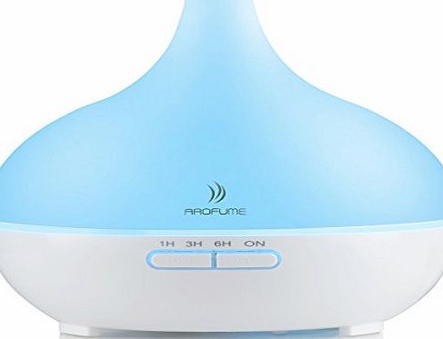 Arofume Essential Oil Diffuser, AROFUME 300ml Ultrasonic Cool Mist Humidifier Aromatherapy Diffuser with 4 Time Setting, 7 Color LED Lights Changing and Waterless Auto Shut-off for Yoga Bedroom Baby Room