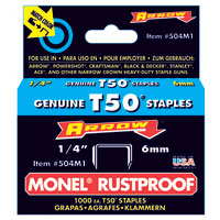 Arrow Staples T50 Box Of 5000 Monel 1/4In