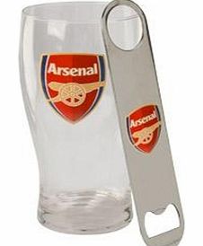  Arsenal FC Pint Glass & Bottle Opener Set
