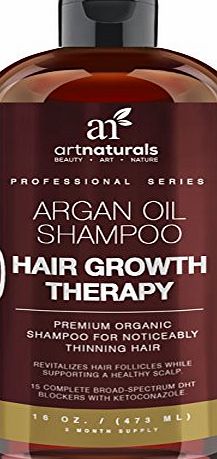Art Naturals Organic Argan Oil Hair Loss Shampoo for Hair Regrowth 473ml - Sulfate Free - Best Treatment for Hair Loss, Thinning amp; Aging - Product For Men amp; Women - Infused with Biotin - 3 Mon