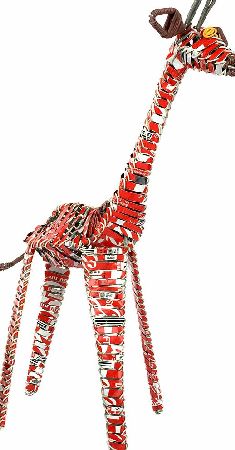 Artisan Coca-Cola Soda Can Giraffe Ornament from