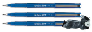 Artline 200 Fineliner Pen 0.4mm Tip Blue Ref