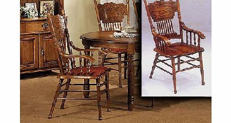 Colonial Oak Carved Back Carver Chair