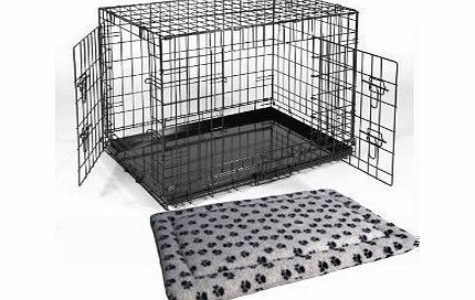 ASC Medium 30`` Black Metal Dog Training Cage Carrier including Luxury Fitted Bedding