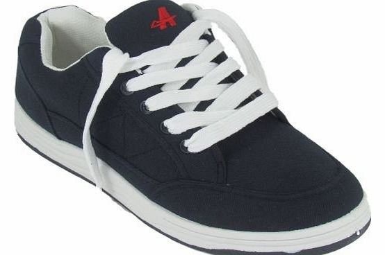Mens Skate Board Navy Trainers Men Lace Up Casual Flat Shoes Size 7