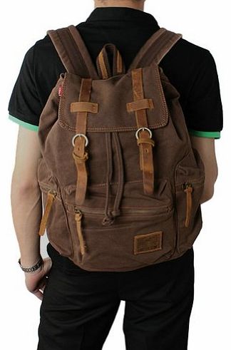 Mens Vintage Canvas Backpack Rucksack school bag Satchel Hiking bag (Coffee)
