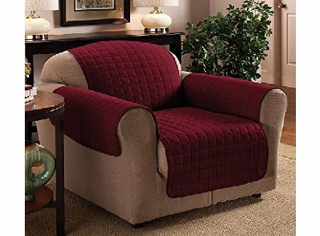 Ashley Mills 1 Seater 23`` x 70.5`` Burgundy / Wine Quilted Sofa / Arm Chair Protector Water Resistant Finish