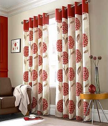Allie Eyelet Lined Curtain - 229x229cm - Red
