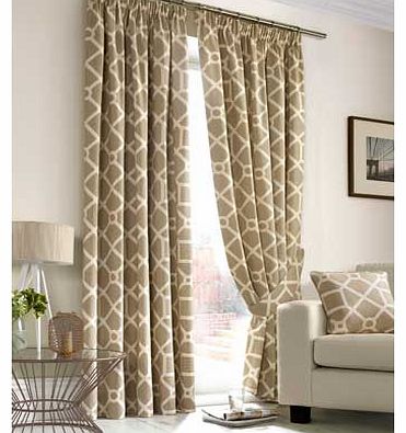 Tavoy Pencil Pleat Lined Curtains - Natural -