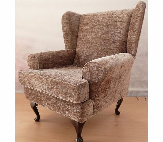 Ashley wing back chair Mink chenille Queen anne design wing back fireside high back chair. Ideal bedroom or living room furniture