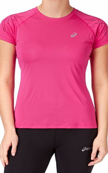 Asics Womens Asics Stripe Short Sleeved Running Top -