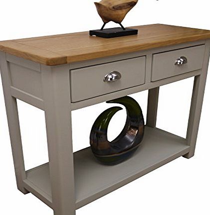 ASPEN GREY Aspen Painted Oak Sage / Grey 2 Drawer Console Table / Hall Unit With Shelf