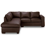 leather left hand facing corner sofa, brown