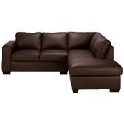 leather right hand facing corner sofa, brown
