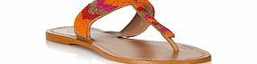 Aspiga Cristelle leather orange beaded sandals