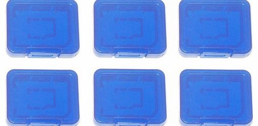 6 x Assecure Pro tough plastic storage case holder covers for SD SDHC & Micro SD memory cards - Blue.