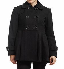Black double breasted wool blend coat