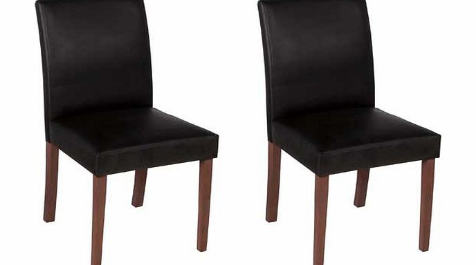 Pair of Black Walnut Leather Effect Dining