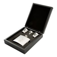 aston Villa Wooden Box Flask Set.