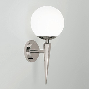 Astro Lighting Atlanta Bathroom Chrome Wall Light With Round White Opaque Glass Shade