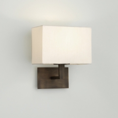 Connaught Bronze Wall Light with Natural Shade