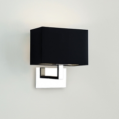 Connaught Nickel Wall Light with Black Shade