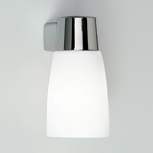 Astro Lighting Cuba Bathroom Chrome Wall Light With White Opaque Glass Shade