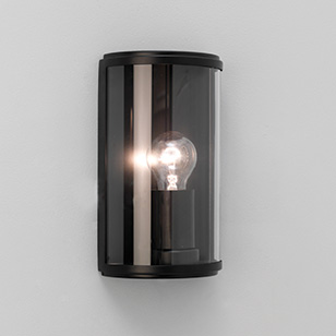 Astro Lighting Homefield Round Outdoor Wall Light In A Black Finish With A Clear Glass Shade