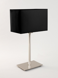 Park Lane Modern Table Lamp With A Polished Nickel Base And A Black Fabric Shade