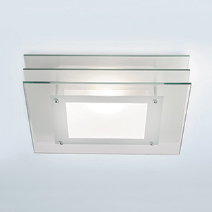 Strata Modern Square Bathroom Ceiling Light With Frosted And White Glass