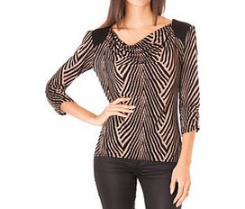 ASTUCES PARIS Black and beige printed top