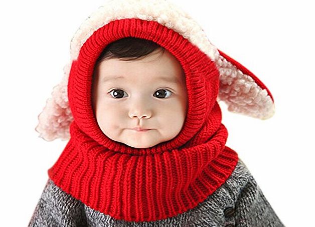 atdoshop  1PC Winter Baby Kids Girls Boys Warm Woolen Coif Hood Scarf Caps Hats (Red)