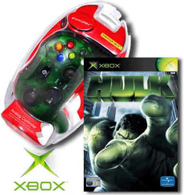 Atomic Play / Marvel Green Xbox Controller With Incredible Hulk Game