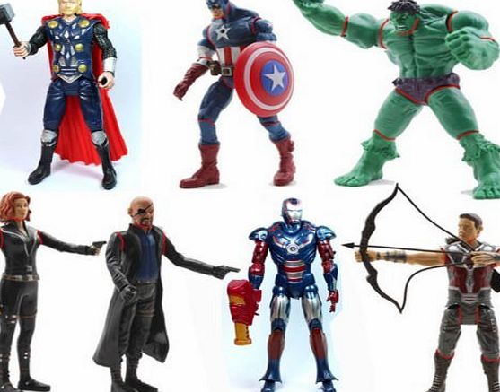 Atsune 7pcs/set 15cm New the Avengers action figure toys Batman Spiderman Captain America Hulk Thor