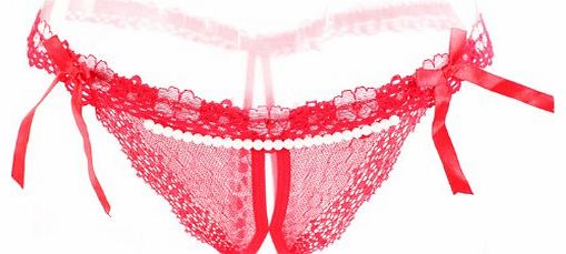ATTOL Sexy Underwear 2013 NEW Designer Simanl Black Red Sexy Lace Transparent open g string,Luxury Open Crotch for Women Girl (Red7121)