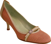 Audley pink fabric leather courtshoe