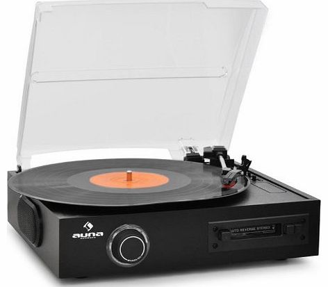  TTS-T33 Record Player Cassette Deck MP3 Converter (Records Vinyl/Tape to MP3, USB Input & Built in Speakers) Black