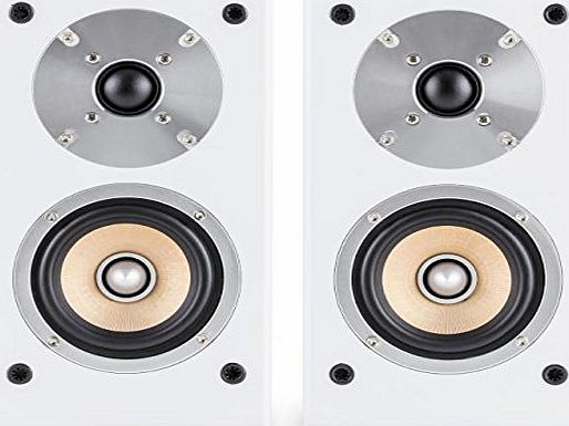 auna Line 501-BS-WH Pair of Passive Bookshelf Speakers (50W RMS, 4`` Midrange Driver amp; Gold Plated Speaker Connections) - White/White