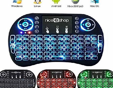 Auoker 2.4 G Mini Portable Wireless Keyboard with Touchpad Mouse Multi-media Handheld Android Keyboard for Windows, Android/Google/Smart TV, Linux, Mac OS, Colorful Backlit