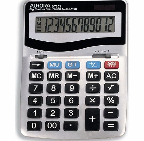 Aurora DT303 Desktop Calculator with Large Display and Keys