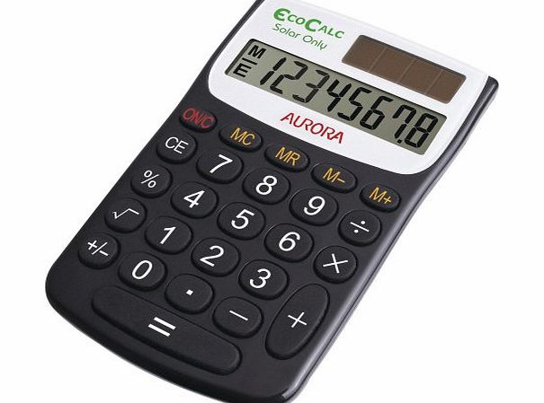 Aurora Ecocalc Ec101 8 Digit Pocket Calculator - Black