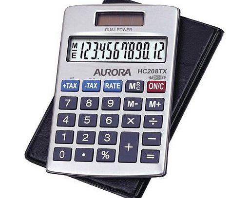 Aurora HC208TX Handheld Calculator (Executive Model with Case)