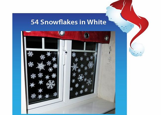 54 Snowflake Window Stickers Clings - Christmas Decorations