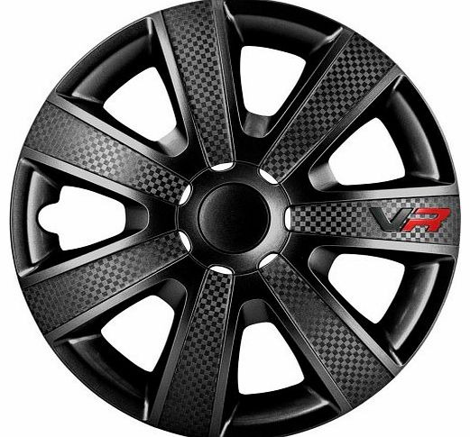  VR Black 13 Hubcap Set Vr 13 Black/Carbon Look/Logo - Car Wheel Trims (Set of 4)