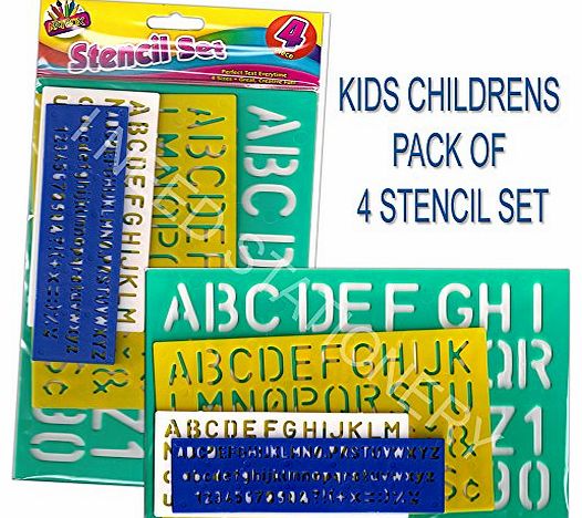 KIDS CHILDRENS PACK OF 4 STENCIL SET