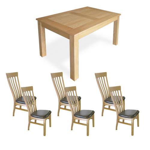 Avalon Oak Dining Set (6 Table x6 Classic