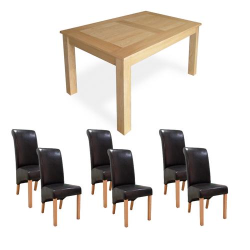 Avalon Oak Dining Furniture Oak Dining Set (6 Table x6 Guinness Chairs)