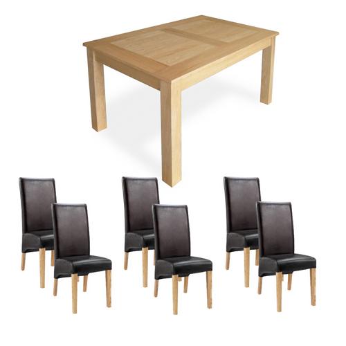 Avalon Oak Dining Furniture Oak Dining Set (6`Table x6 Cornel Chairs)