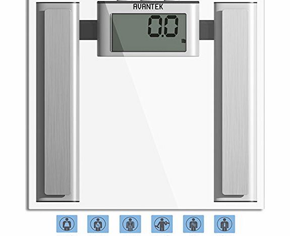 AVANTEK Digital Bathroom Body Fat Scale (Measures Water, Fat, Muscle & Bone Mass) with 400 lb / 180 kg C